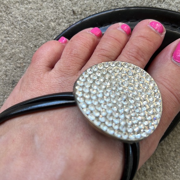 Aldo Black Rhinestone Sandals - Picture 8 of 8